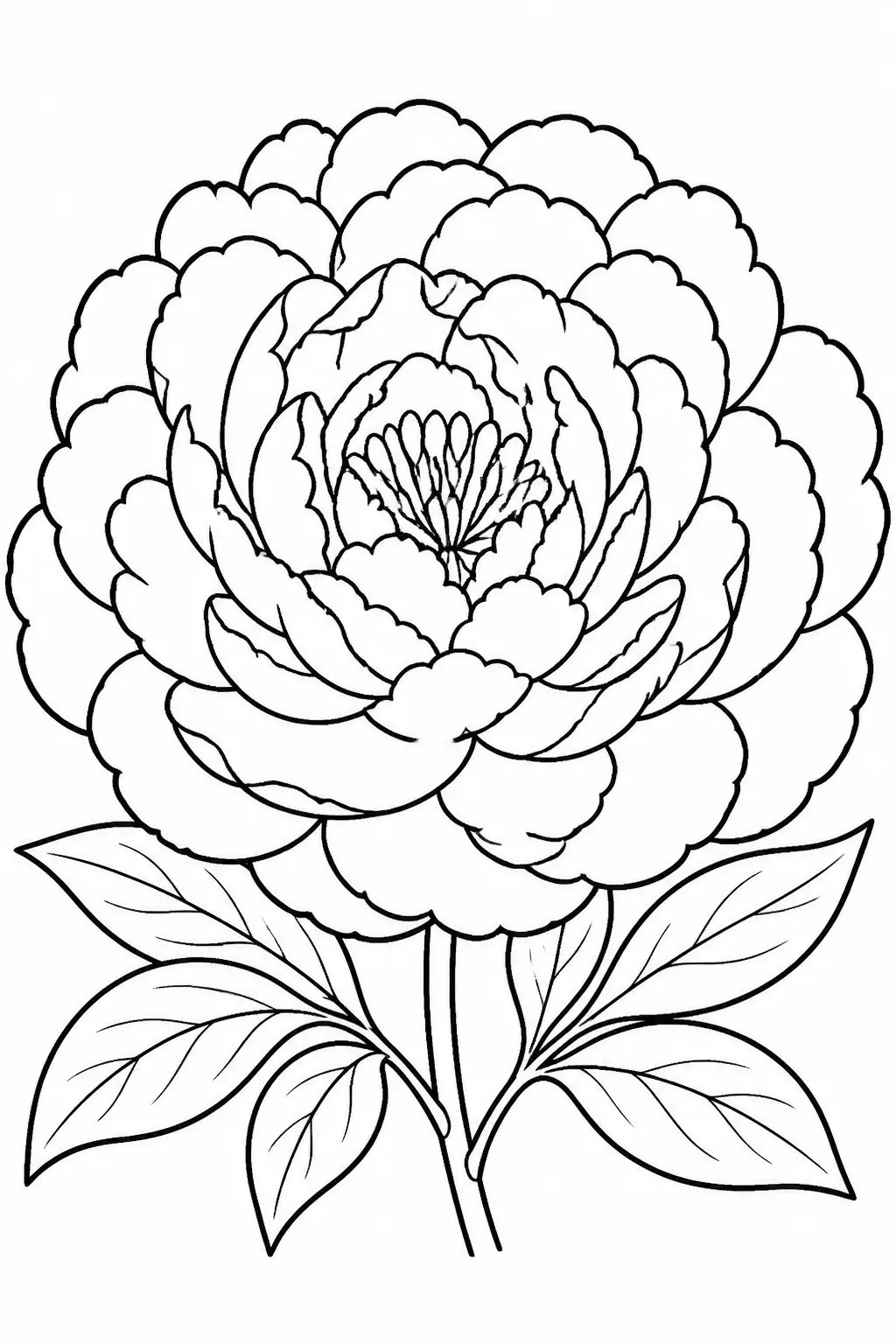 Desenho de Flor de Peônia Detalhada para Colorir