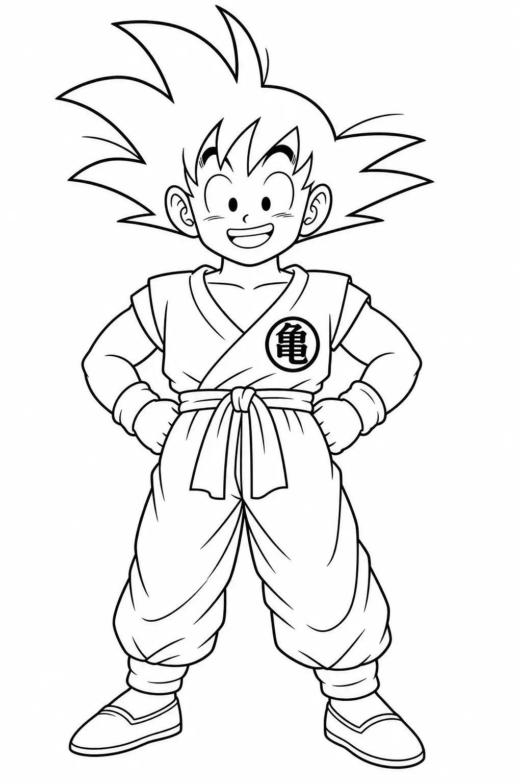 Desenho de Goku Criança Pronto para Colorir