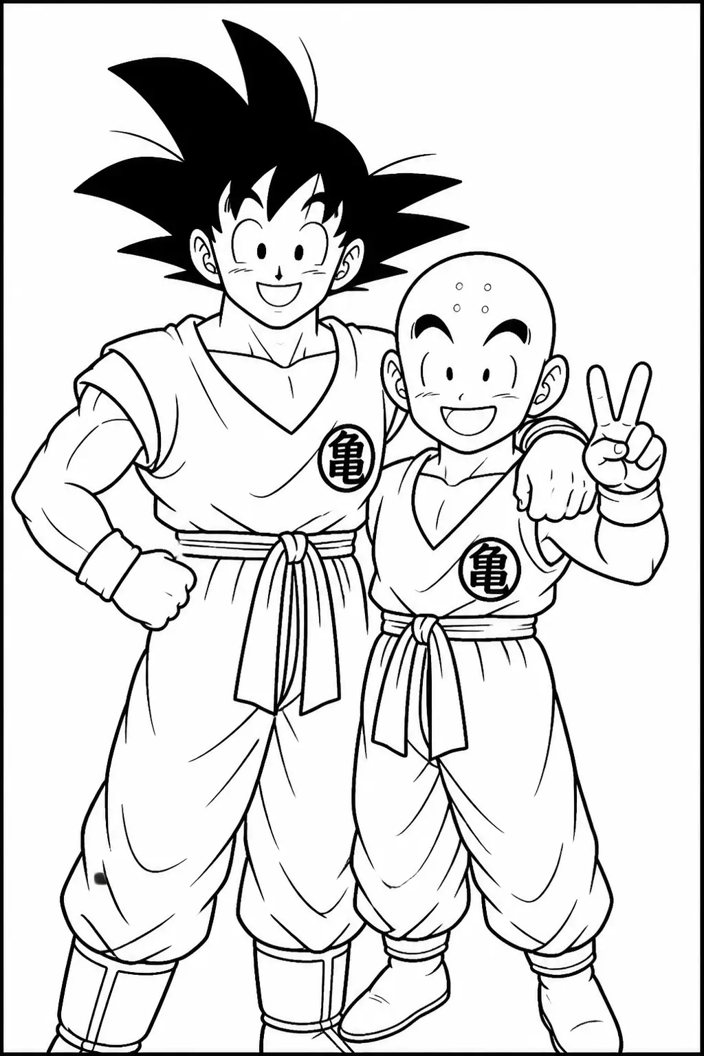 Desenho de Goku e Kuririn para Colorir