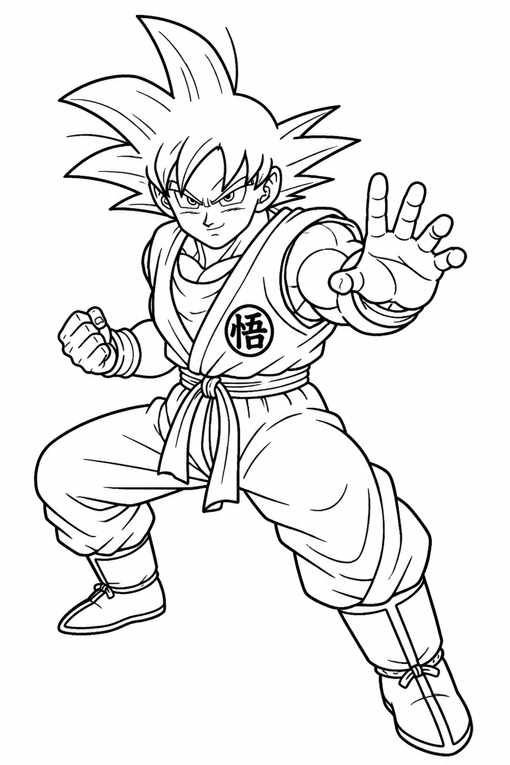 Desenho de Goku em Ação para Colorir