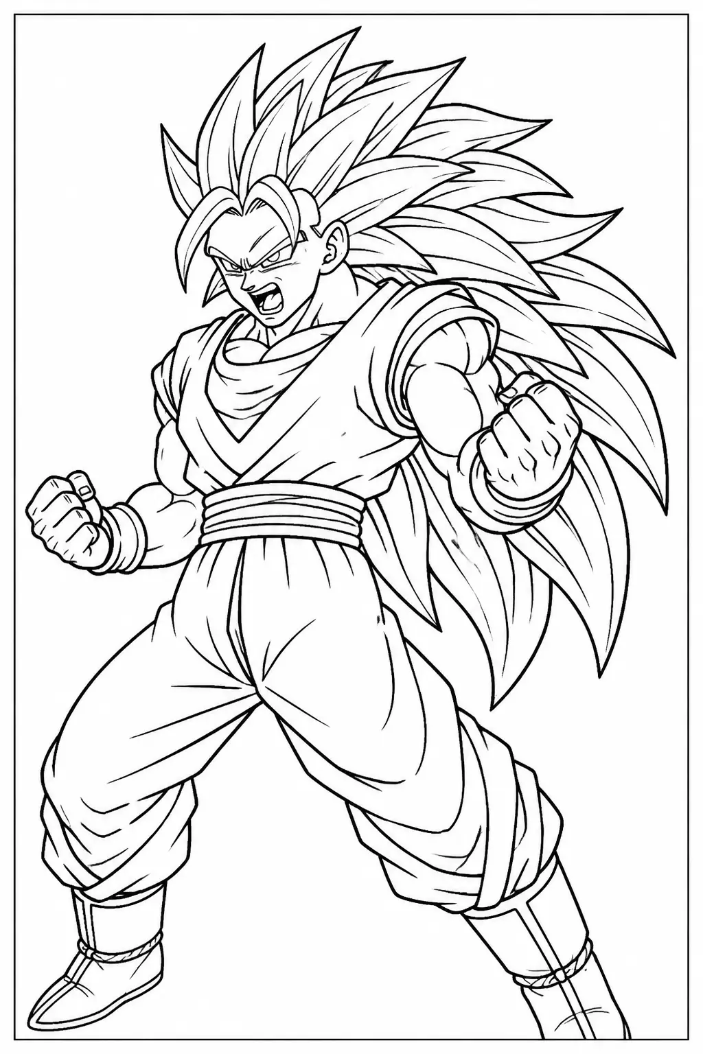 Desenho de Goku Super Saiyan com Cabelo Espetado para Colorir
