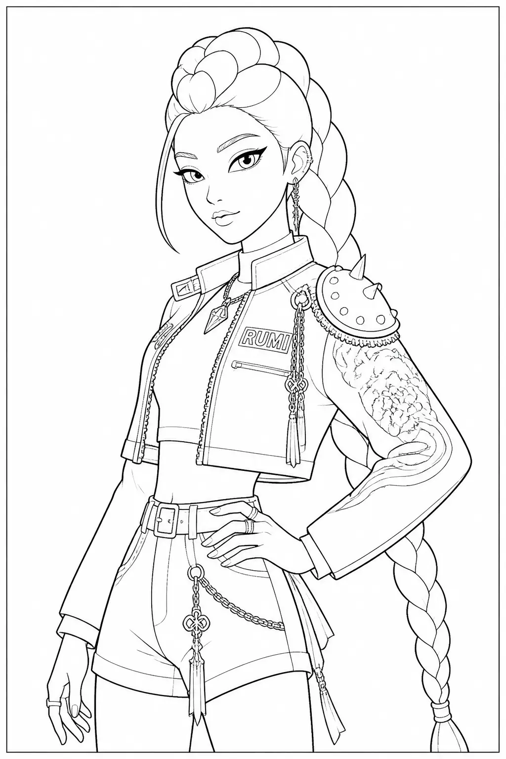 Desenho de Guerreiras do K Pop em Pose de Luta para Colorir