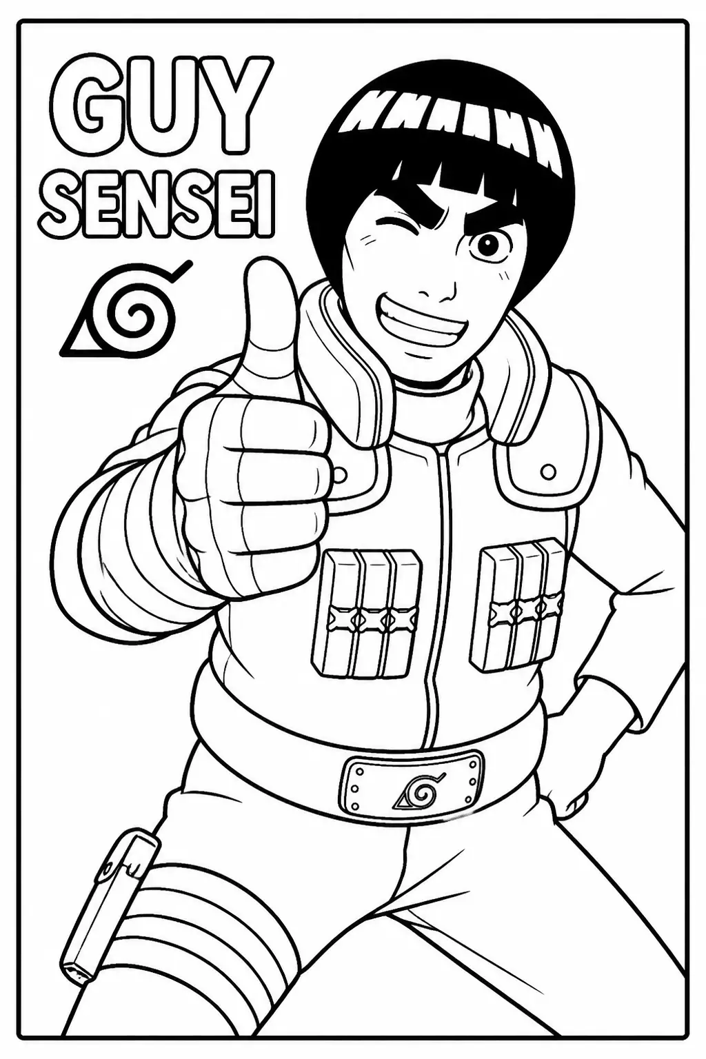 Desenho de Guy Sensei do Naruto para Colorir