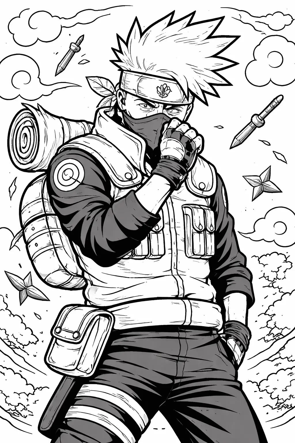 Desenho de Kakashi Hatake do Naruto para Colorir