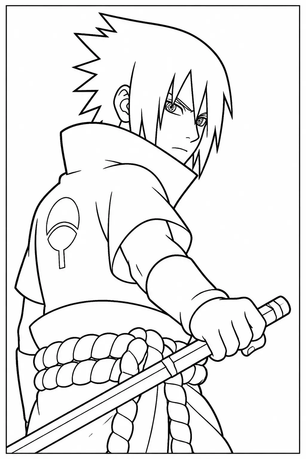 Desenho de Sasuke Uchiha do Naruto para Colorir