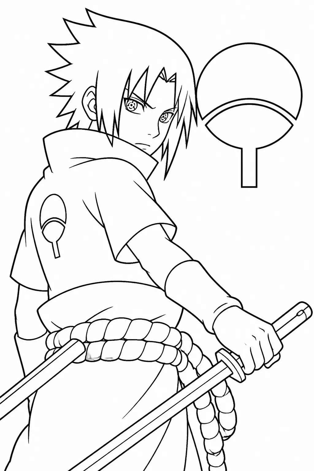 Desenho de Sasuke Uchiha do Naruto para Colorir