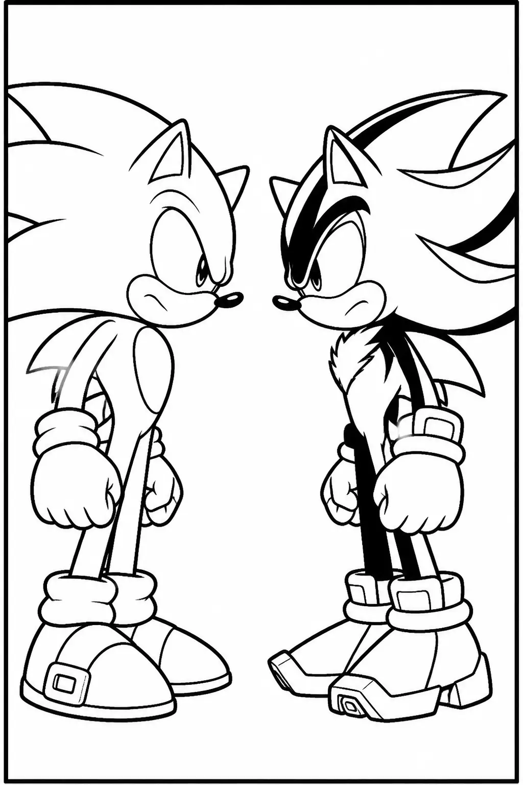 Desenho de Sonic e Shadow Frente a Frente para Colorir