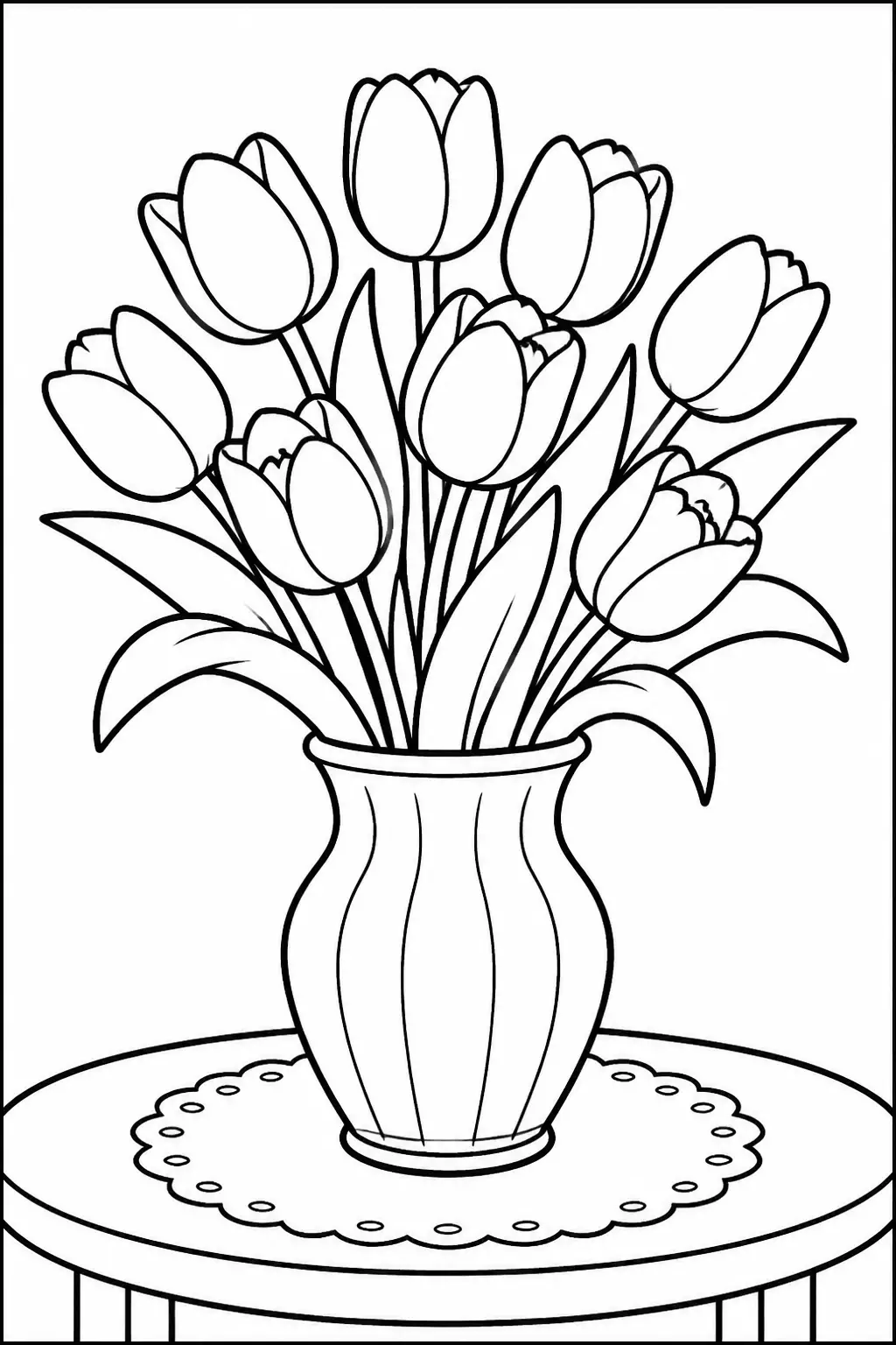 Desenho de Tulipas em Vaso para Colorir