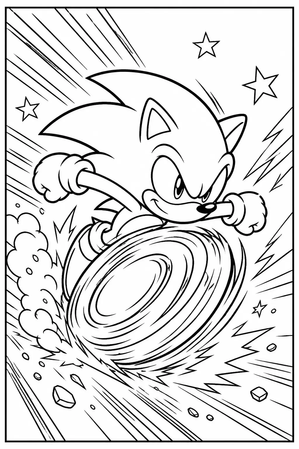 Desenho do Sonic a Acelerar com seu Anel para Colorir
