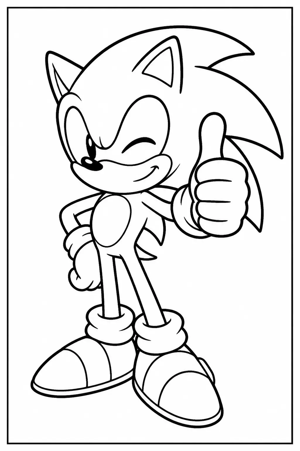 Desenho do Sonic com Sinal de Thumbs Up para Colorir