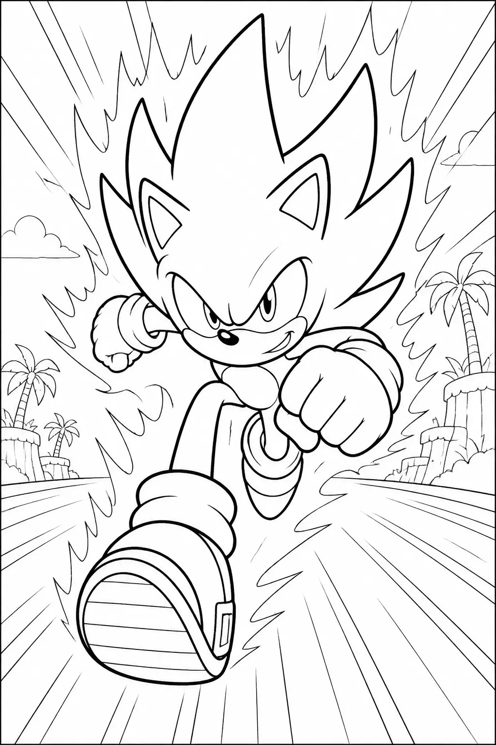 Desenho do Sonic em Alta Velocidade para Colorir