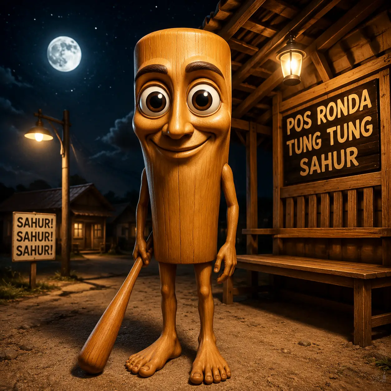 Coloriage de Tung Tung Tung Sahur avec un bâton