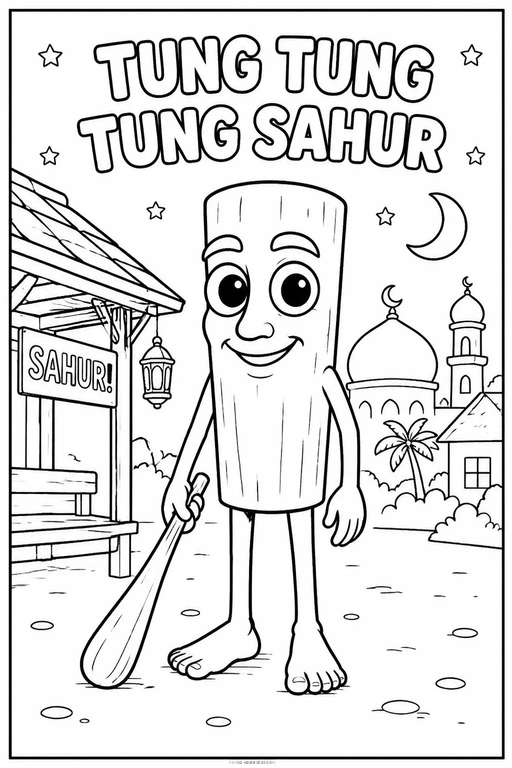 Coloriage Tung Tung Tung Sahur dans la ville