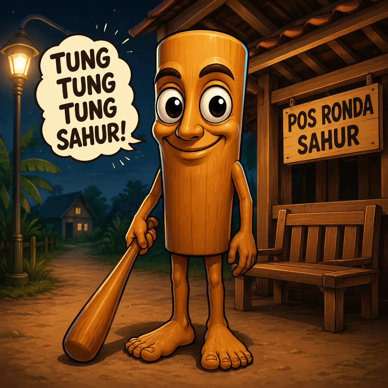 Coloriage Tung Tung Tung Sahur dans le village