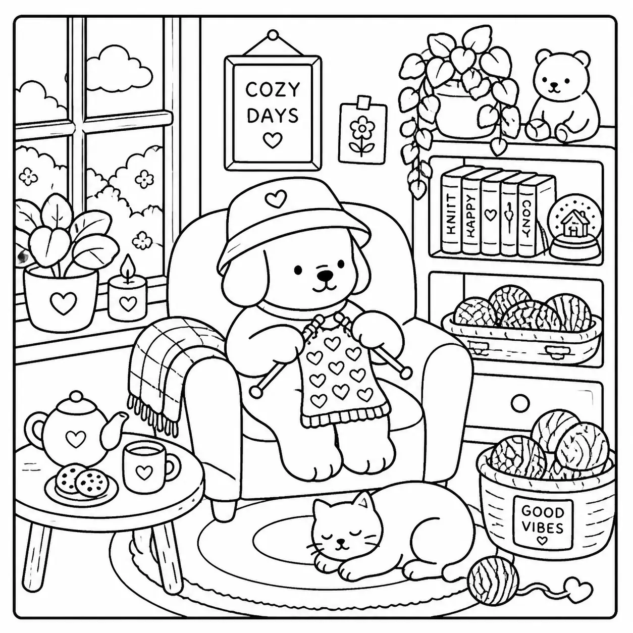 Páginas para colorear de Productos piqueros en un día acogedor