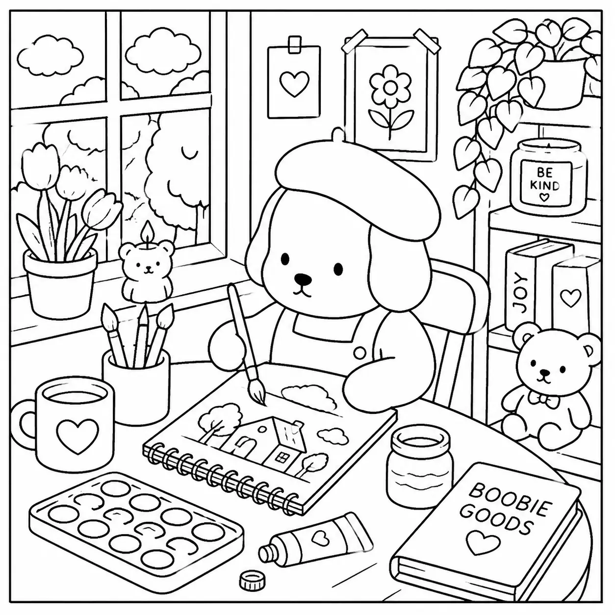 Dibujos de Productos piqueros en un estudio creativo para colorear