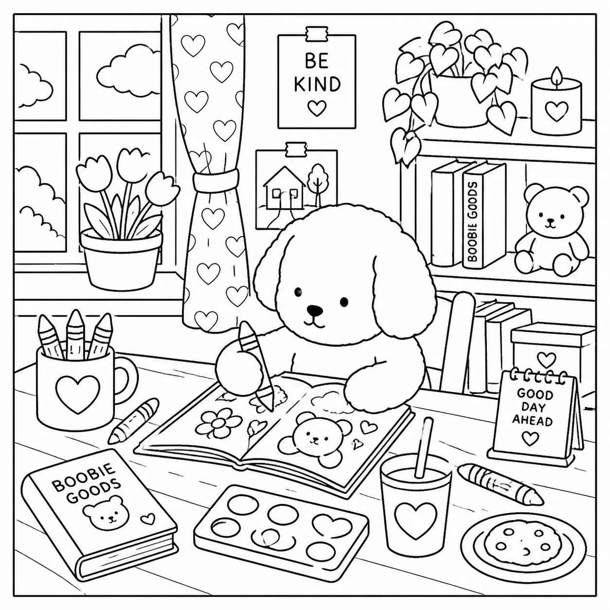 Dibujos de Productos piqueros en un estudio creativo para colorear