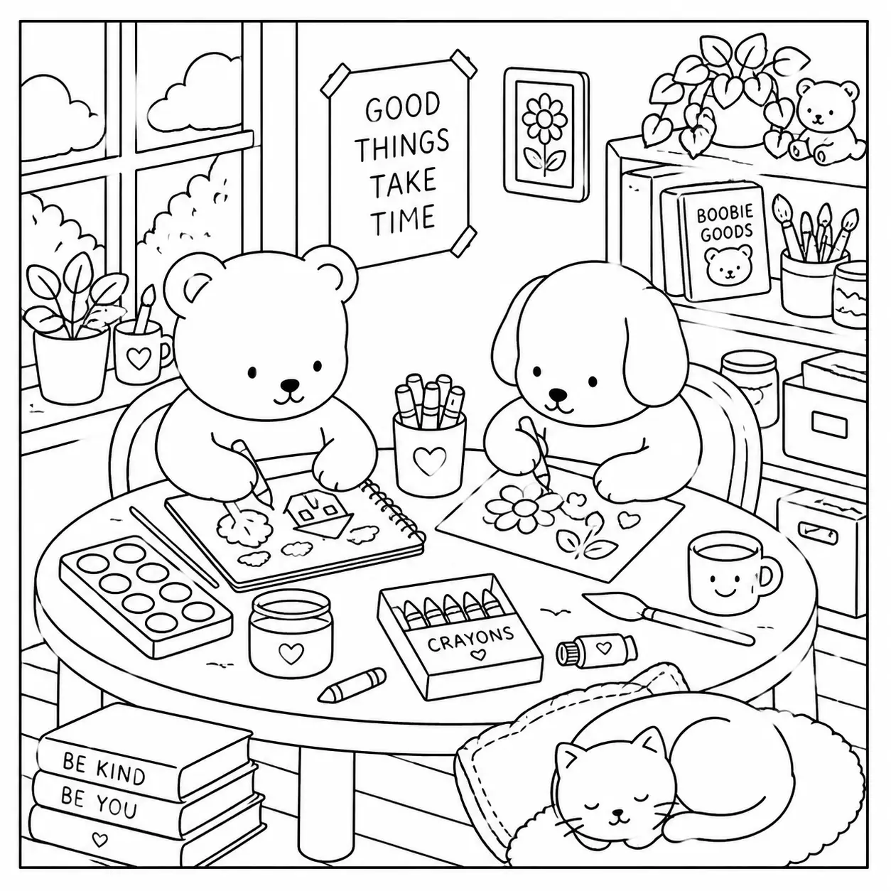 Dibujos de Productos piqueros en un estudio creativo para colorear