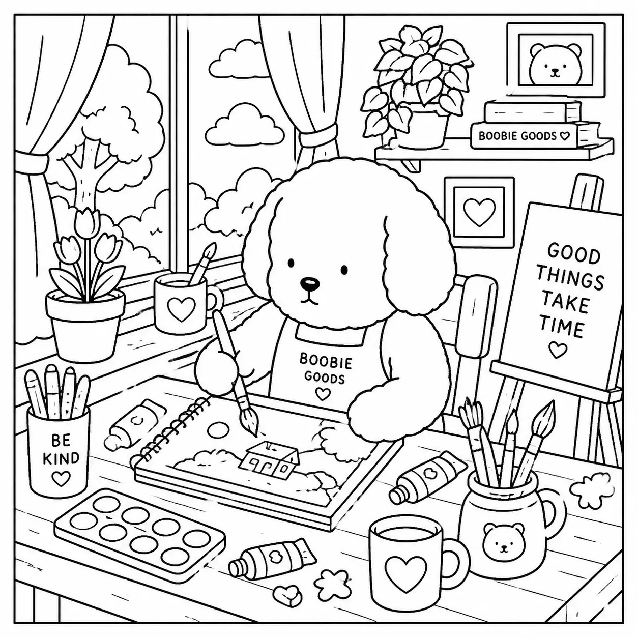 Dibujos de Productos piqueros en un estudio creativo para colorear