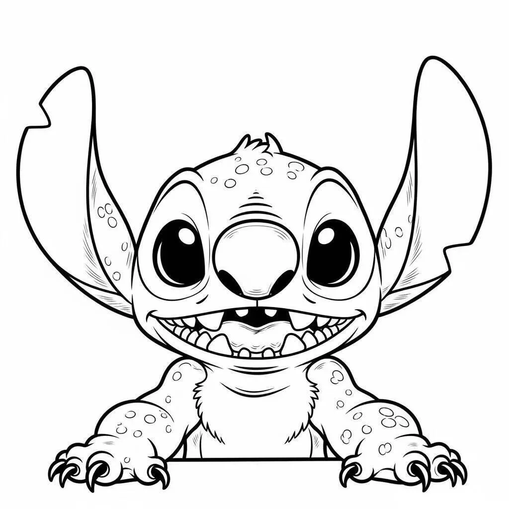 Desenho do Stitch Fofo Sorrindo para Colorir