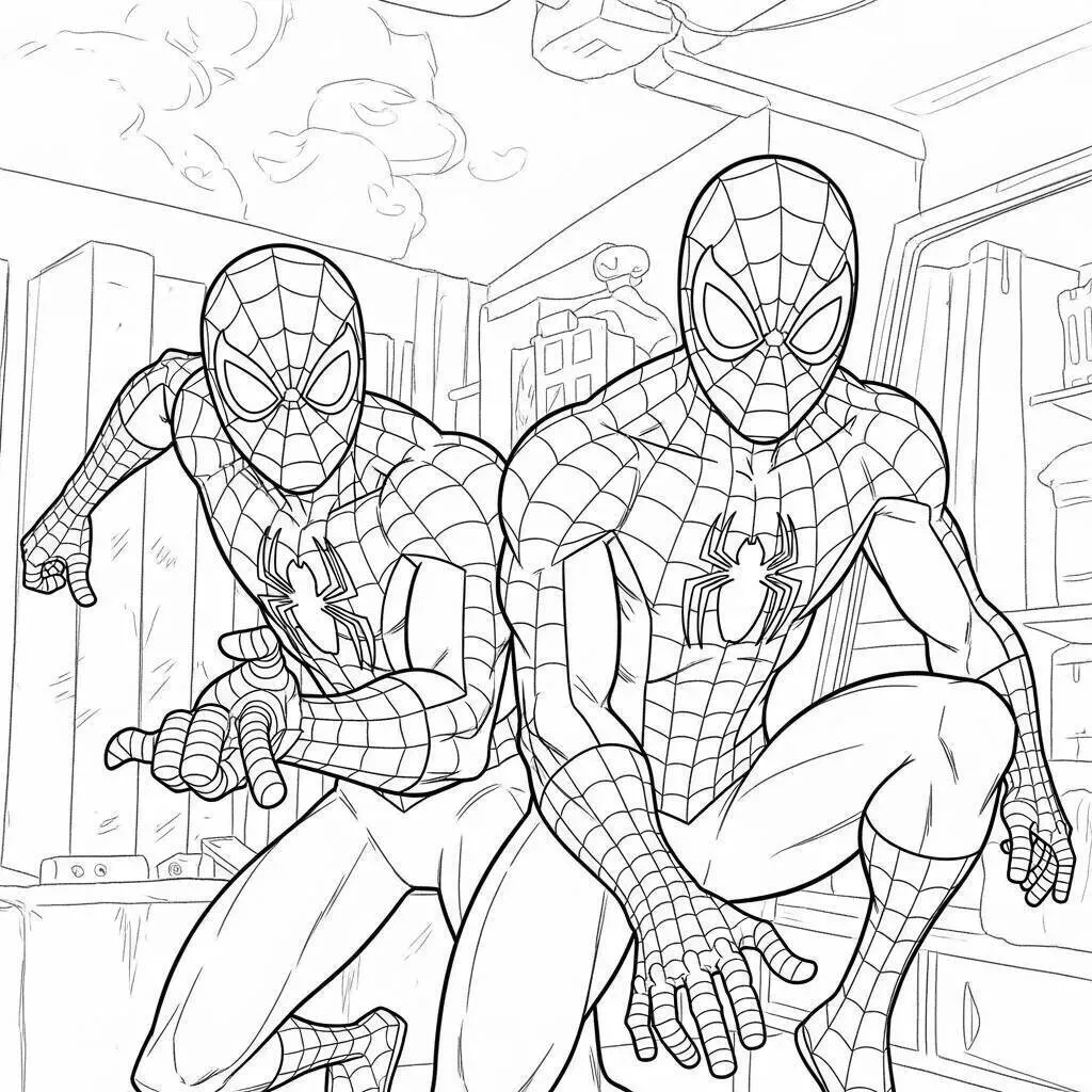 Spider-Man and Miles Morales Coloring Page