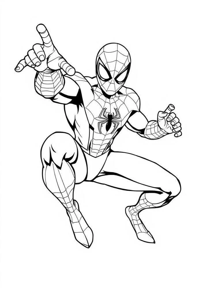 Desenho do Homem Aranha em Ação para Colorir