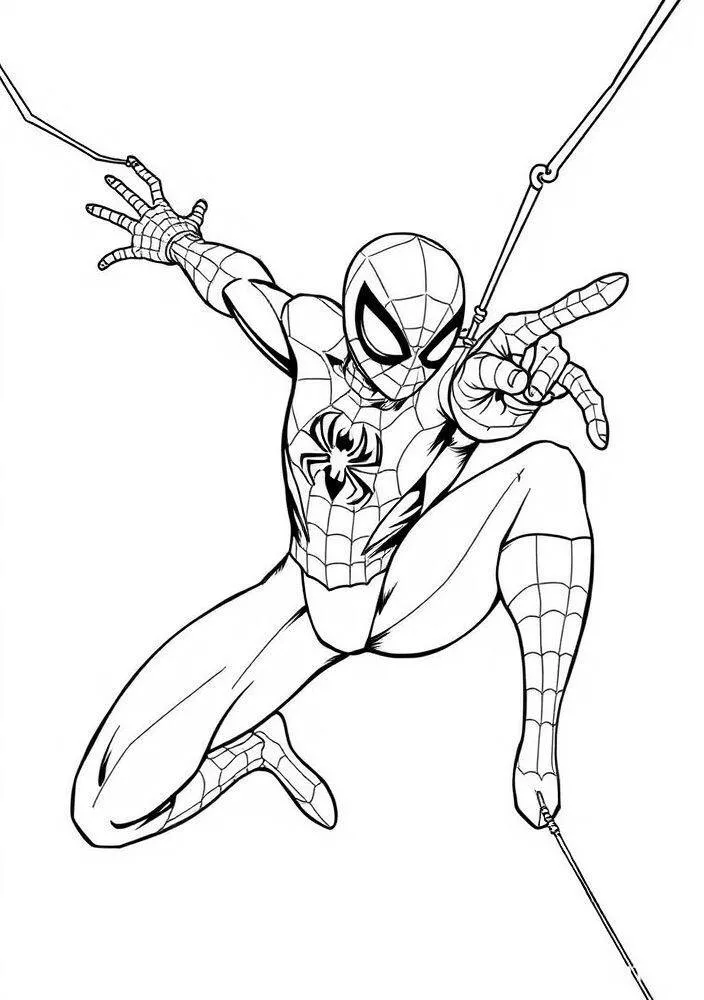 Desenho do Homem Aranha em Ação para Colorir