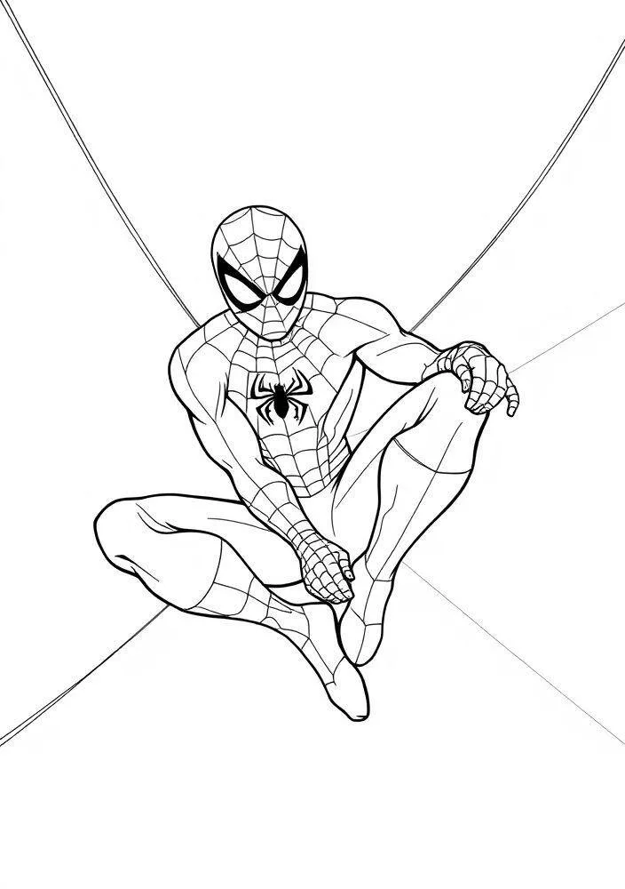 Desenho do Homem Aranha em Posição de Descanso para Colorir