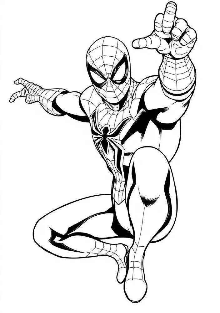 Desenho do Homem Aranha em Ação para Colorir