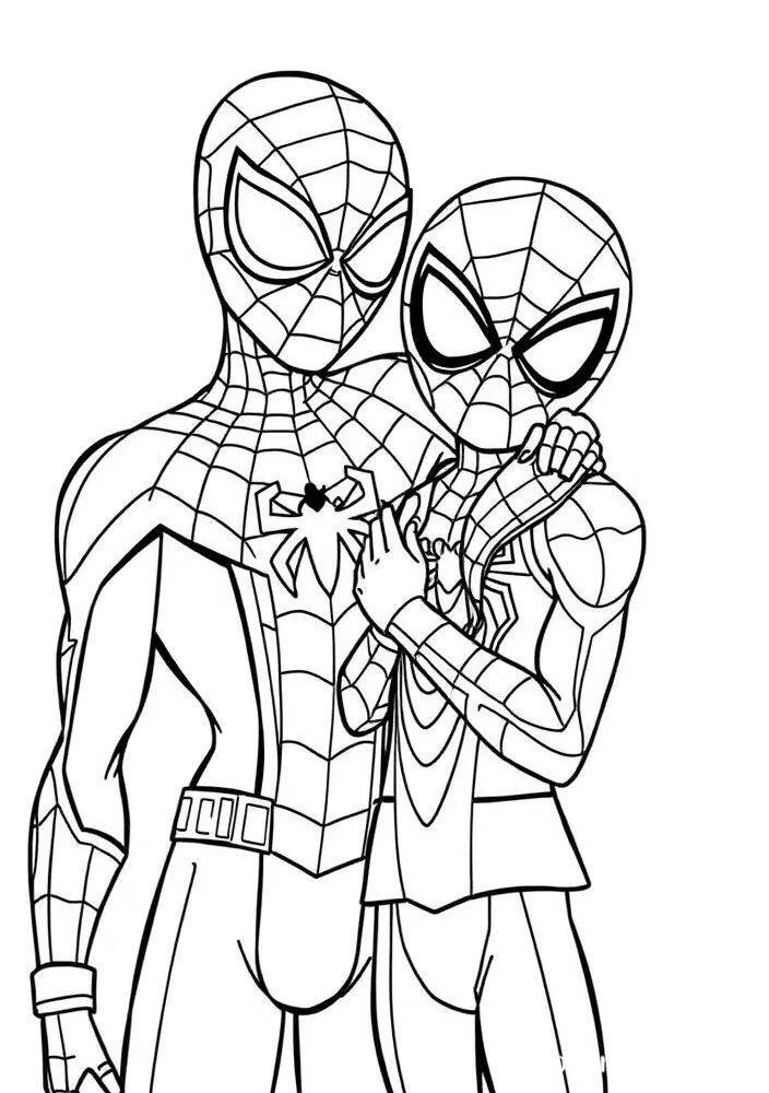 Desenho do Homem Aranha e do Miles Morales para Colorir