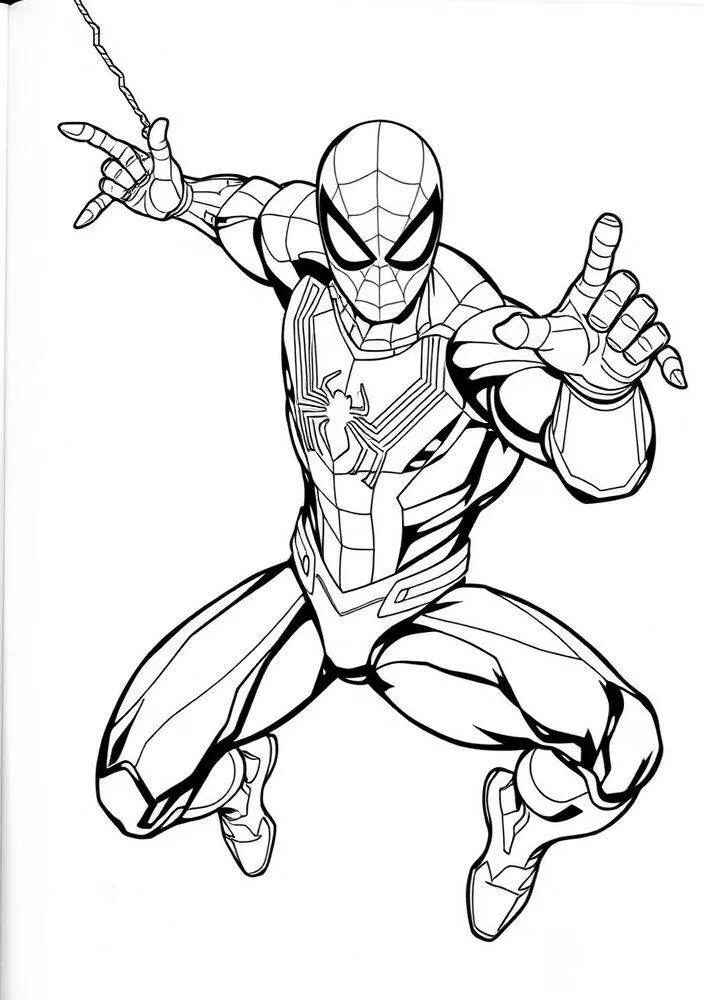 Desenho do Homem Aranha em Ação para Colorir