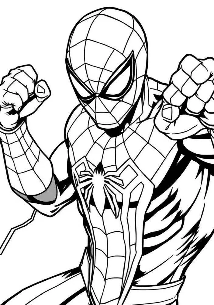 Desenho do Homem Aranha em Ação para Colorir