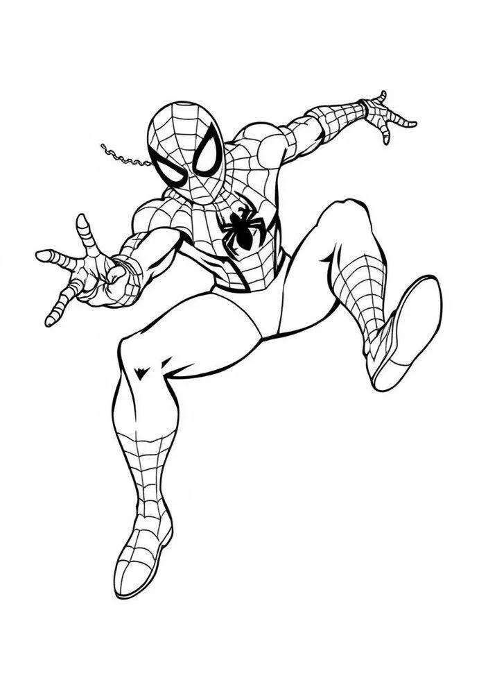 Desenho do Homem Aranha em Ação para Colorir