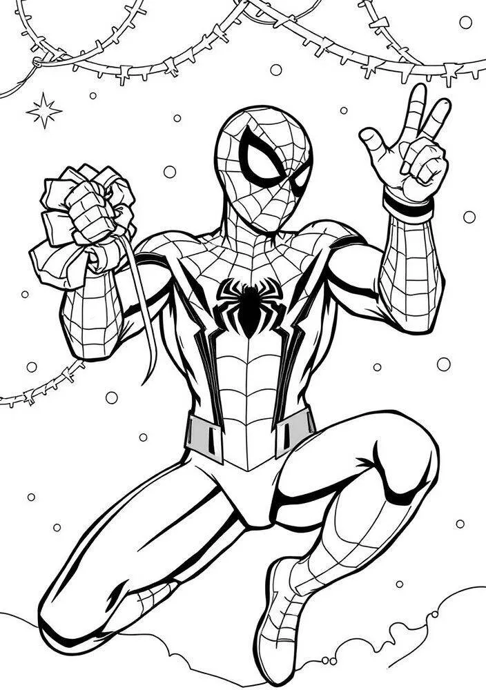 Desenho do Homem Aranha em Ação para Colorir