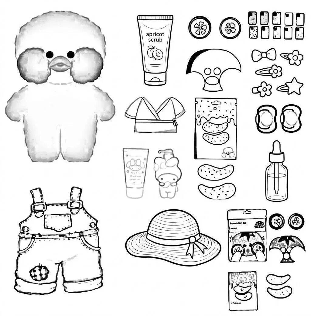 Paper Duck para Imprimir e Colorir com Roupas e Acessórios Divertidos