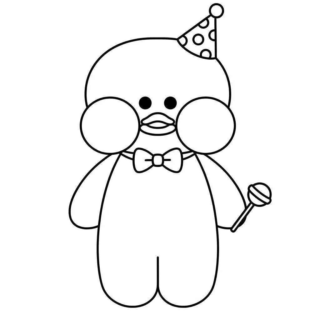 Paper Duck para Imprimir e Colorir com Chapéu de Festa