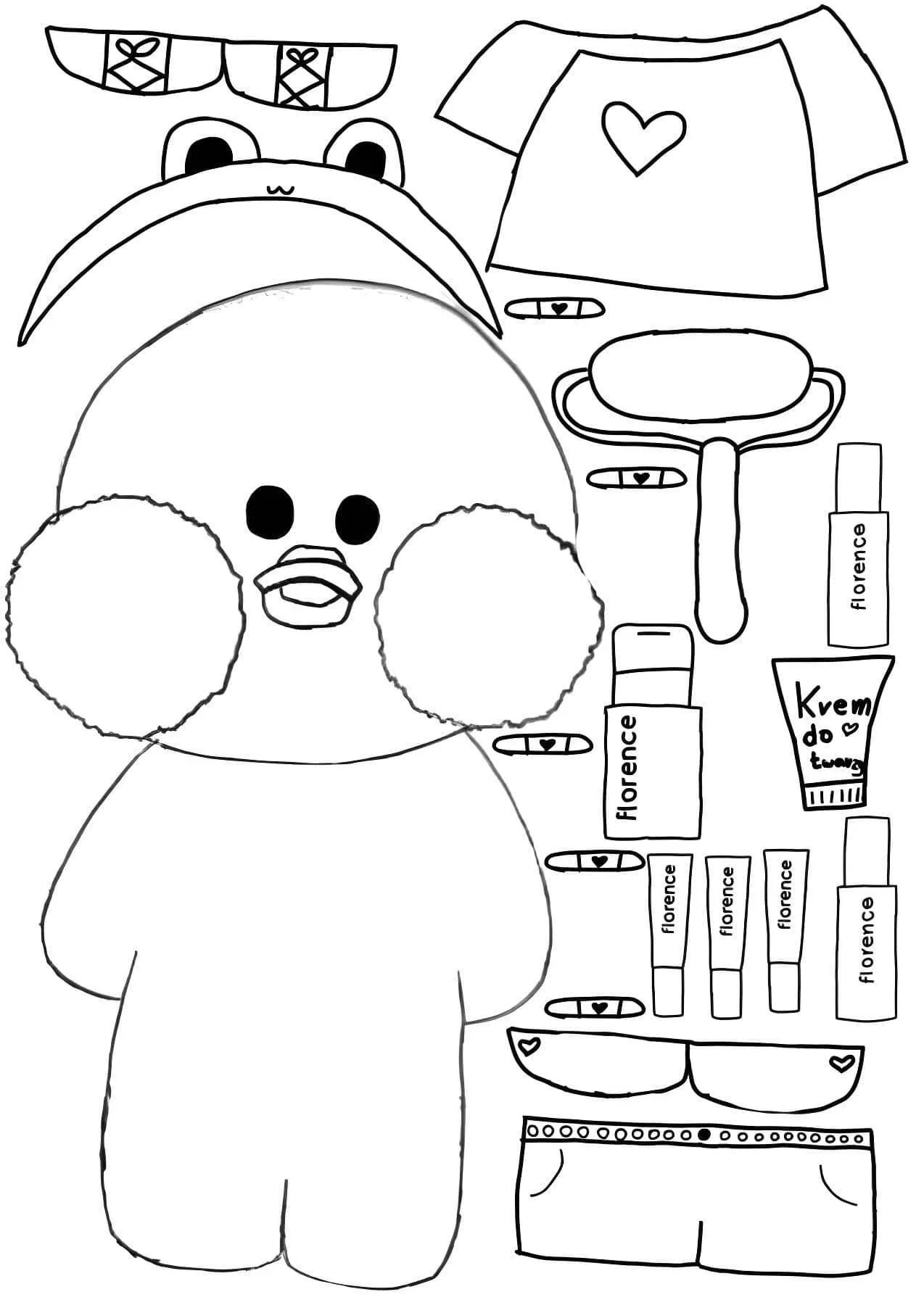 Paper Duck para Imprimir e Colorir com Roupas e Acessórios Divertidos