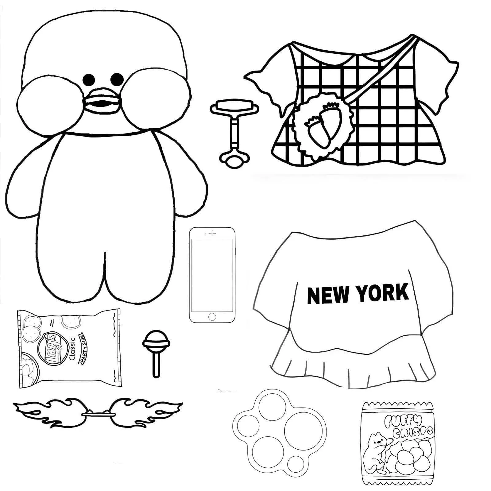 Paper Duck para Imprimir e Colorir com Roupas e Acessórios Divertidos