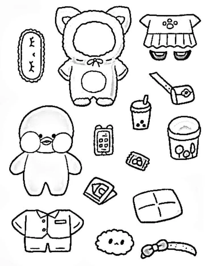 Paper Duck para Imprimir e Colorir com Roupas e Acessórios Divertidos