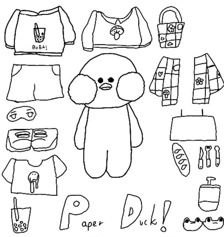 Paper Duck para Imprimir e Colorir com Roupas e Acessórios Divertidos