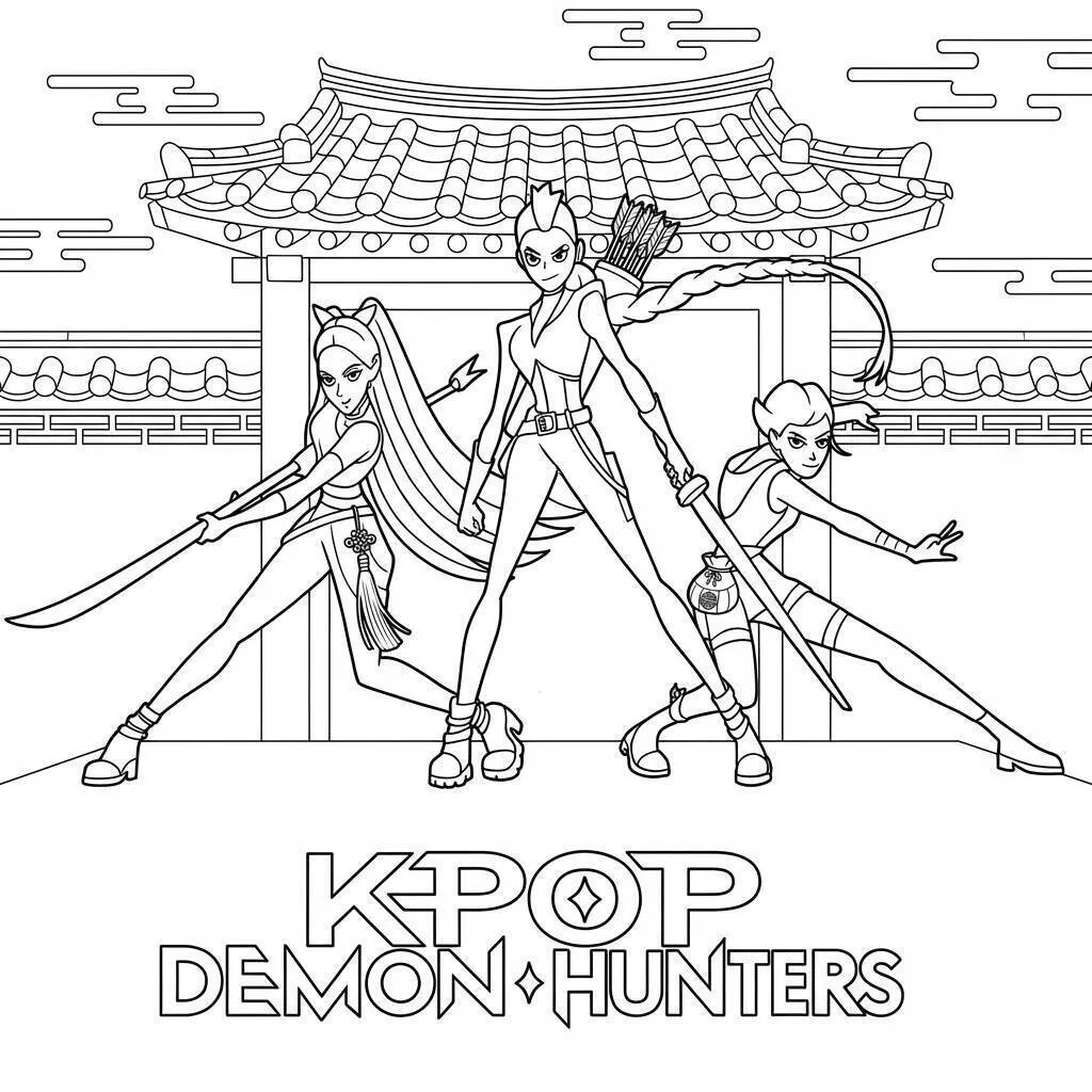 K Pop Warriors Hunting Demons Coloring Page