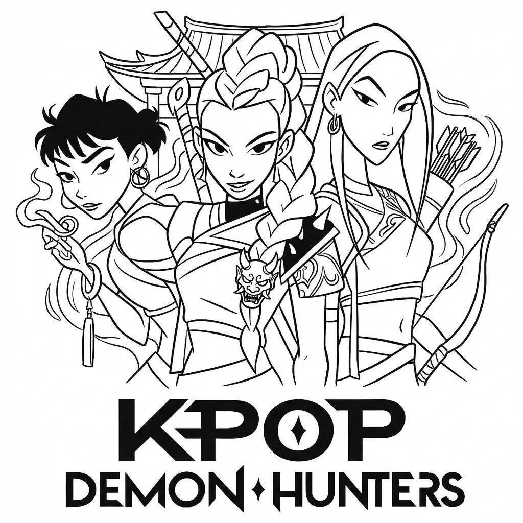 Desenho de Guerreiras do K Pop Caçadoras de Demônios para Colorir