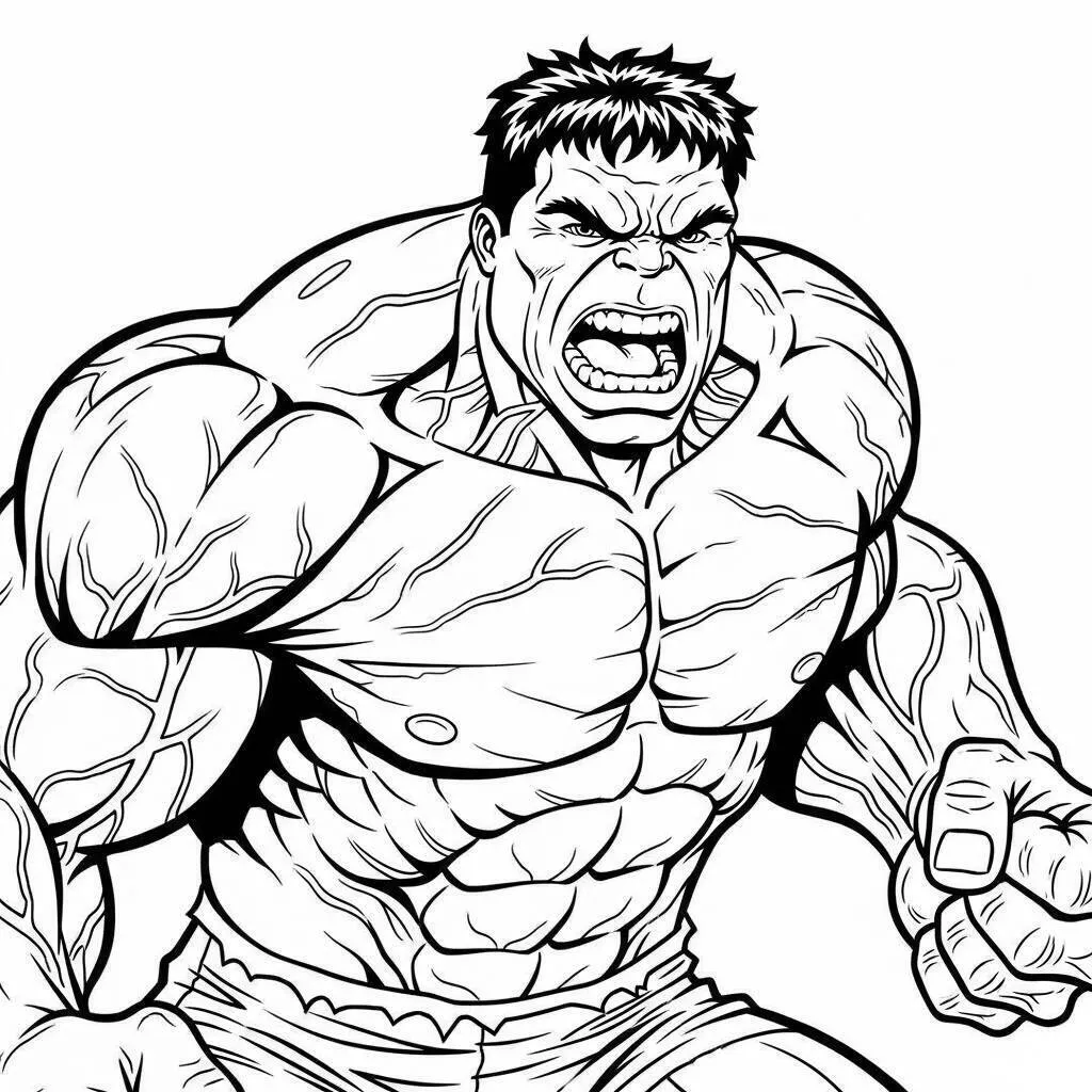 Desenho de Hulk a Gritar de Raiva para Colorir