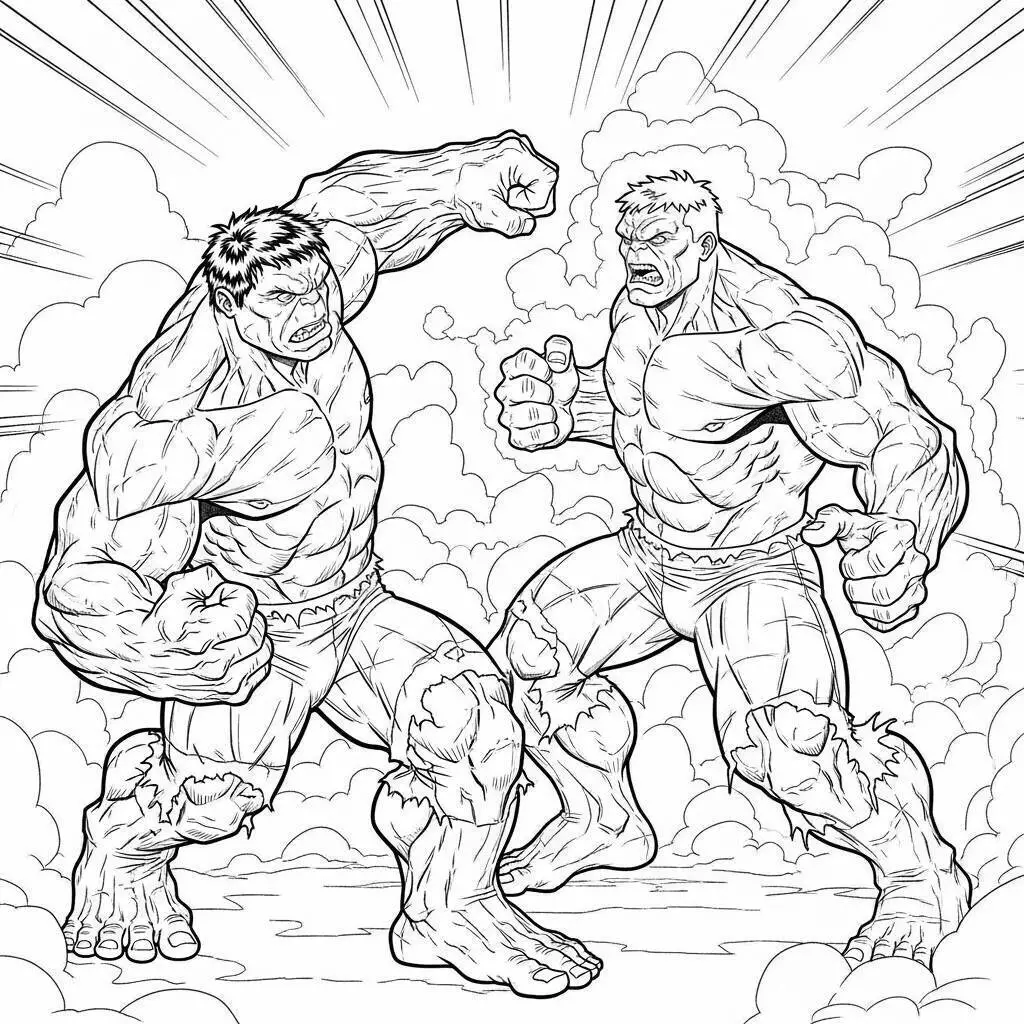 Desenho de Hulk em Batalha Épica para Colorir