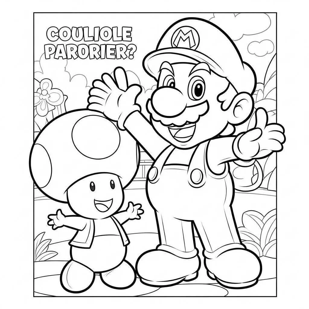 Desenho do Mario e do Toad para Colorir