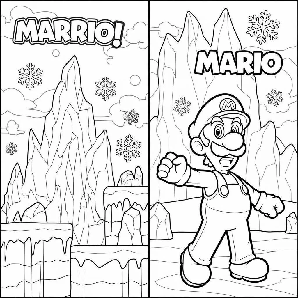 Desenho do Mario em um Mundo de Gelo para Colorir