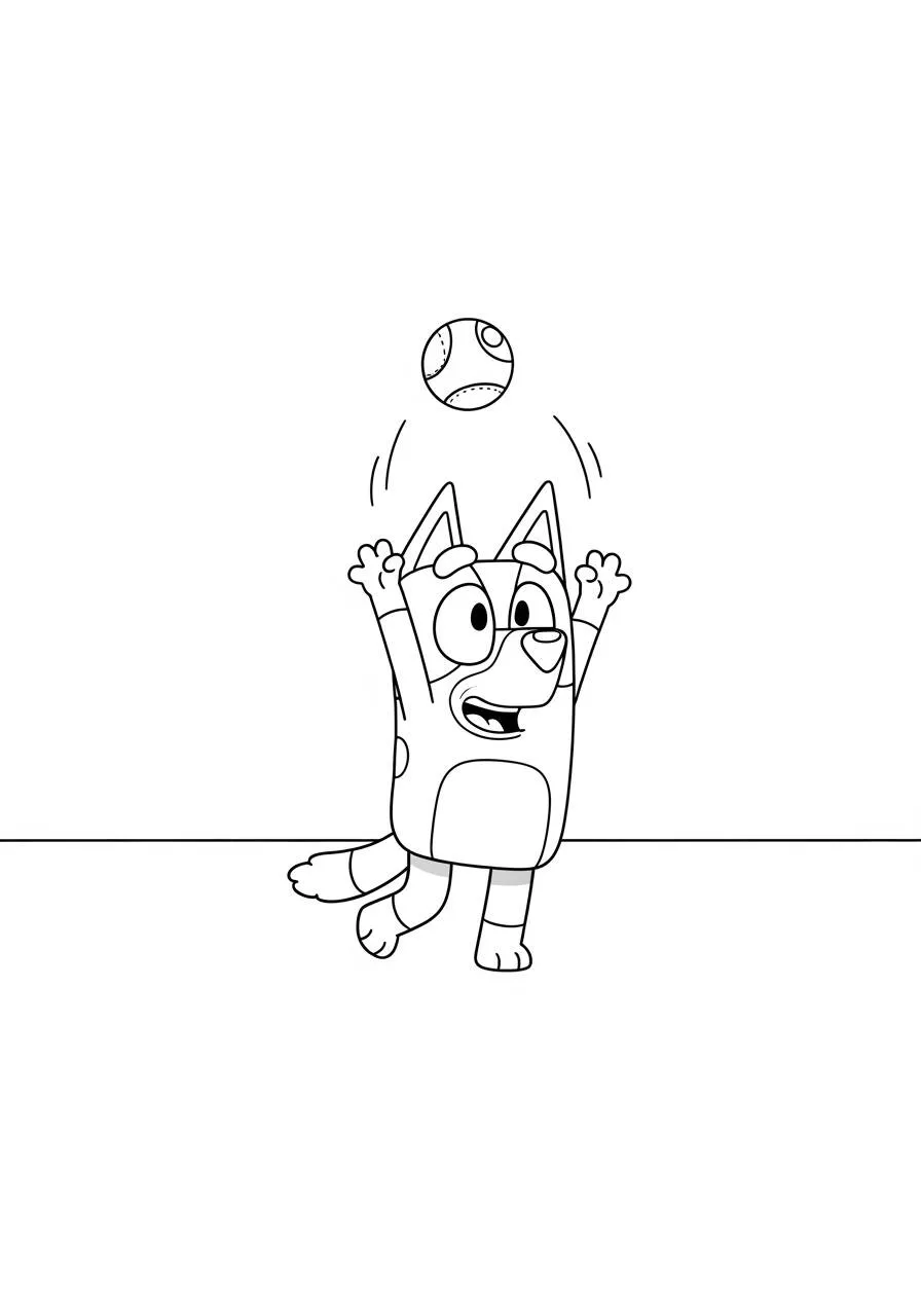Desenho de Bluey Brincando com a Bola para Colorir