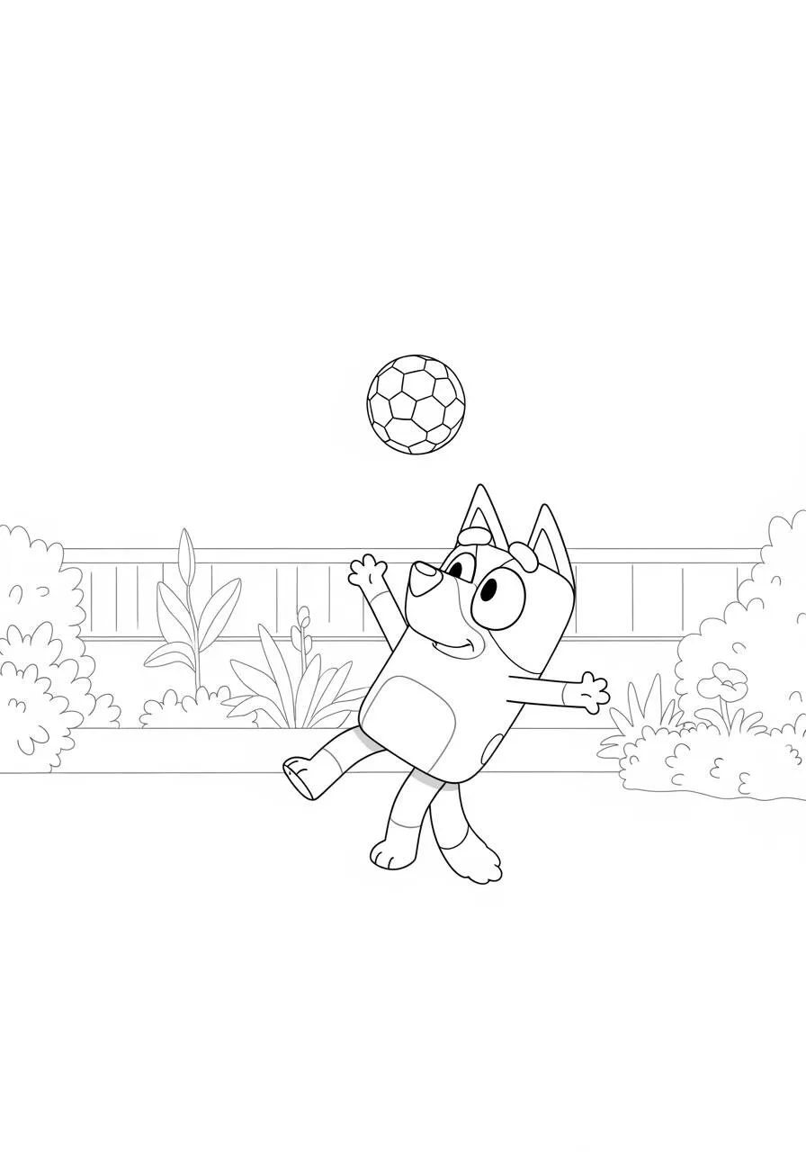 Desenho de Bluey Jogando Futebol para Colorir