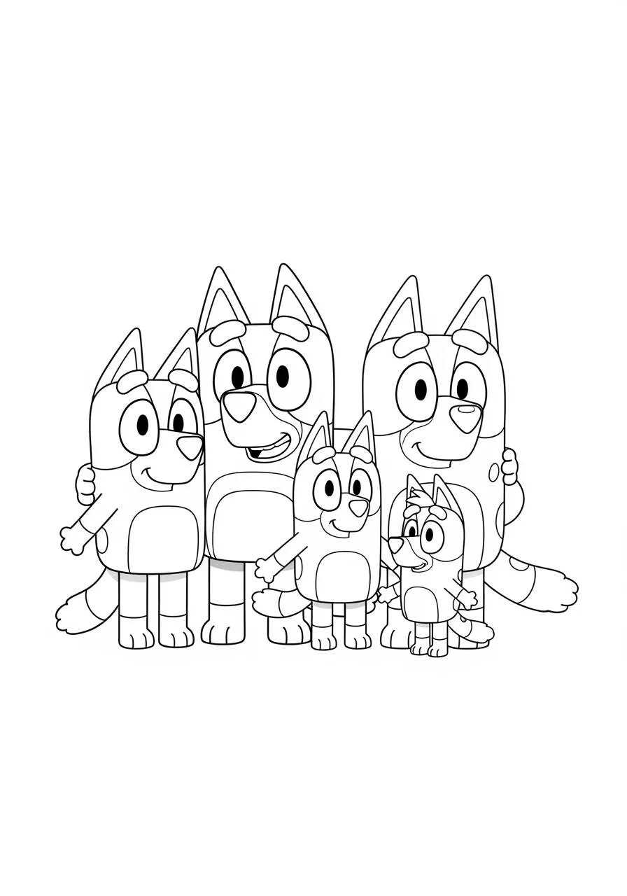 Desenho de Bluey e Sua Família para Colorir