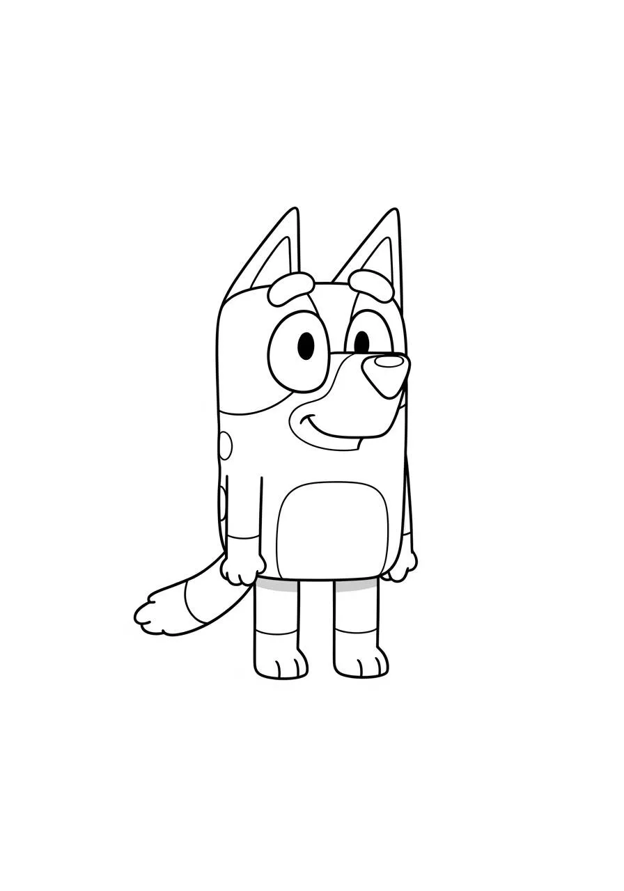 Desenho de Bluey Pronto para Colorir com Óculos e Sorriso